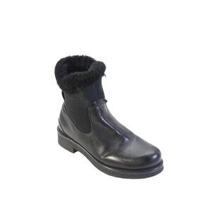 Pajar Womens Side Zip Shearling Lined Ankle Boots Black Leather Size 7-7.5